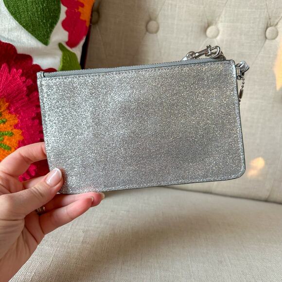 Coach Sparkle Silver Large Wristlet Clutch Wallet - Picture 7 of 8